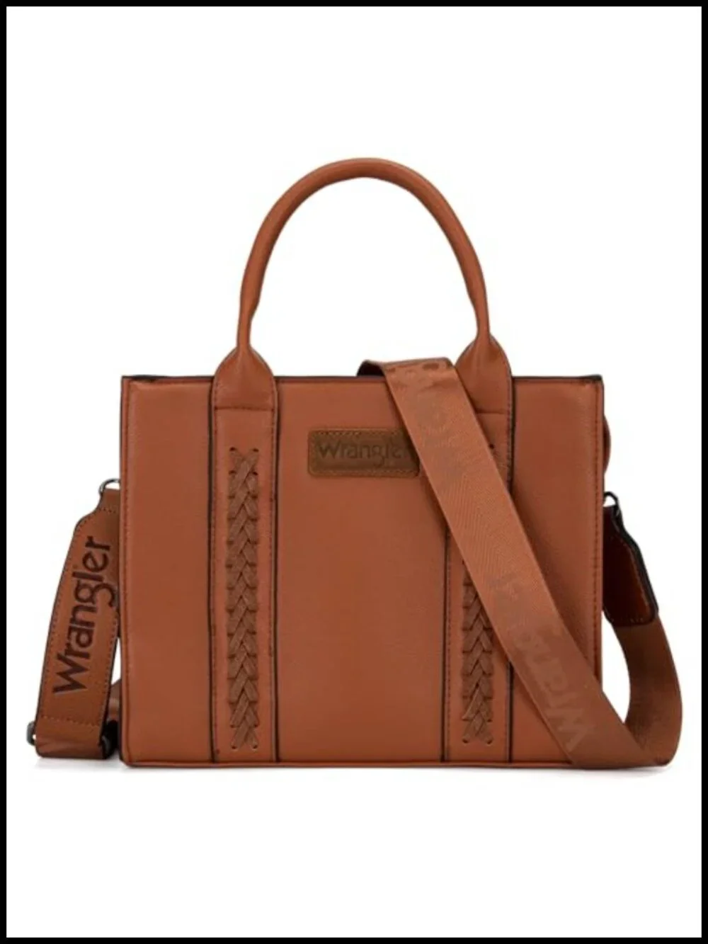 Woman Tote Satchel Bag Faux Leather with Crossbody Strap Top Handle Whipstitch